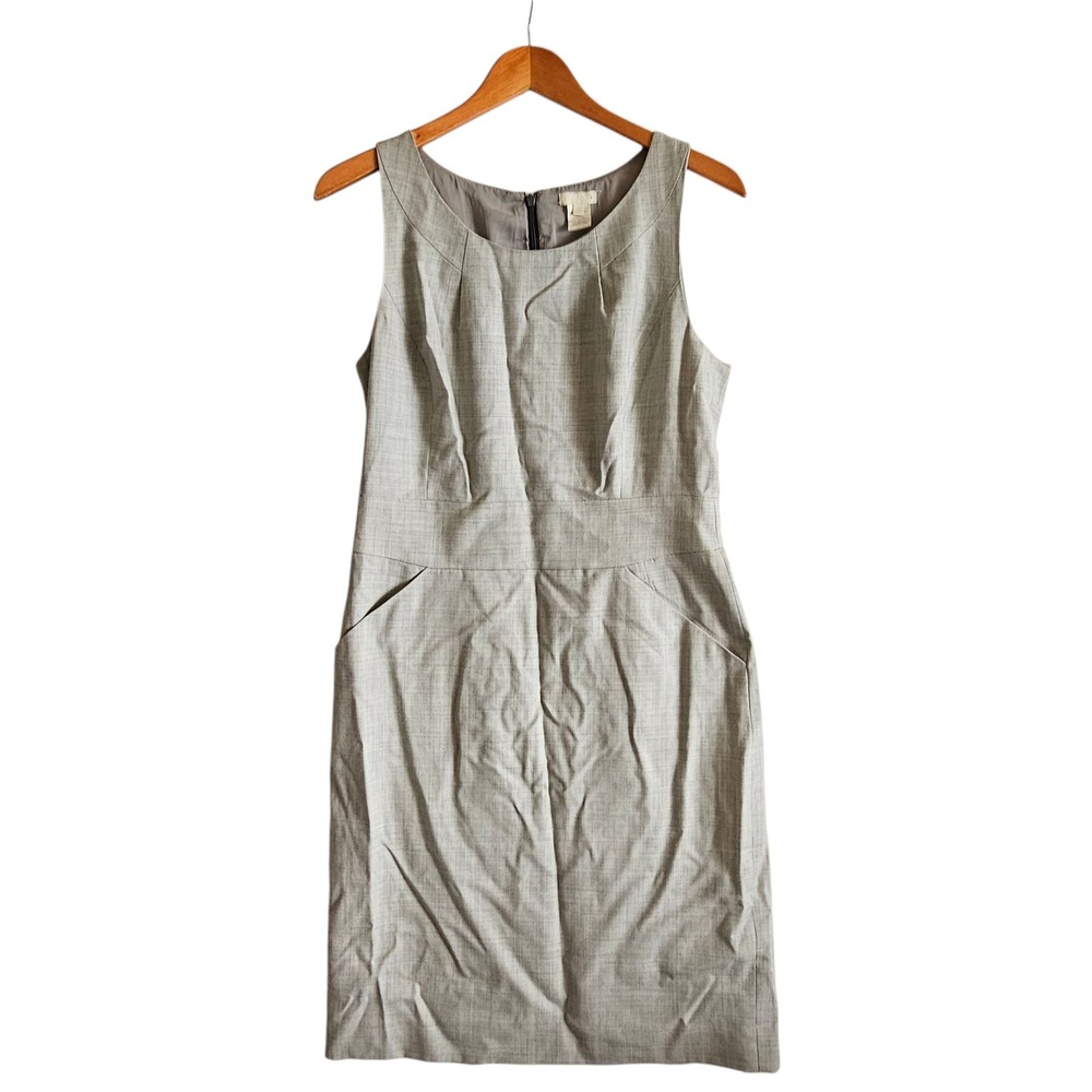 J. Crew Super 120s Wool Dress Sleeveless Career Workwear Gray Size 10